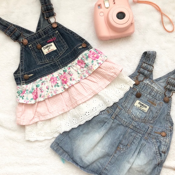 OshKosh B'gosh Other - Bundle Set of 2 Oshkosh Overalls Floral Lace Denim